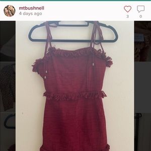 Maroon Fringe Mini Dress